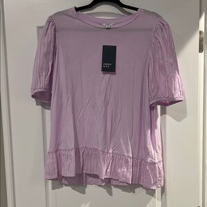 Crown & Ivy Purple Blouse Relaxed Fit Short Sleeve